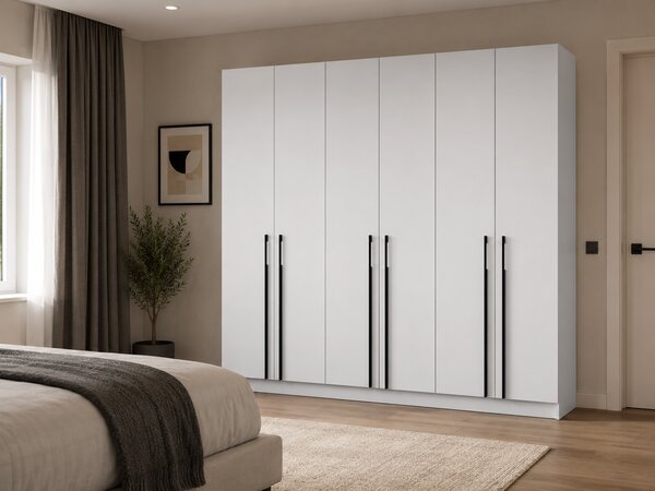 CASMIRA gardróbszekrény 230x210x55 - fehér / fekete