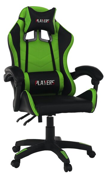 KONDELA Irodai/gamer szék, zöld/fekete, JAMAR