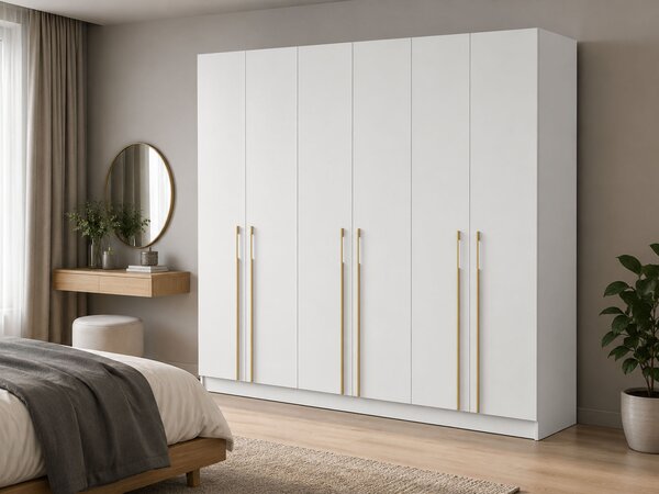 CASMIRA gardróbszekrény 230x210x55 - fehér / arany