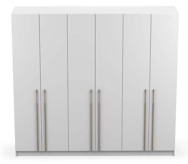 CASMIRA gardróbszekrény 230x210x55 - fehér / arany