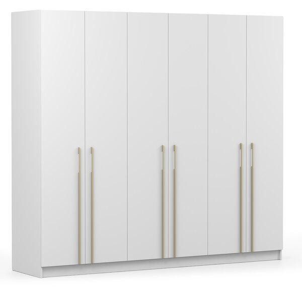 CASMIRA gardróbszekrény 230x210x55 - fehér / arany