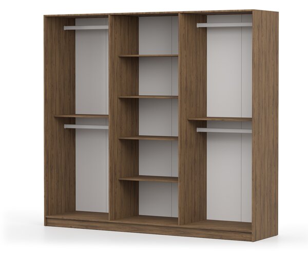 CASMIRA gardróbszekrény 230x210x55 - dió / fekete