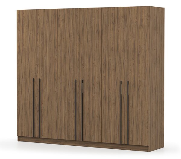 CASMIRA gardróbszekrény 230x210x55 - dió / fekete