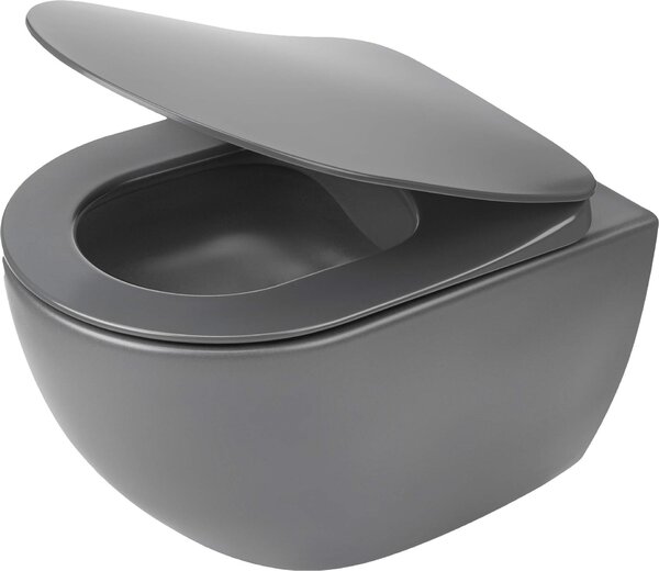 Deante Peonia Zero, függő WC csésze RimFree, 51 x 36 cm, antracit-titán, CDE_DZPW