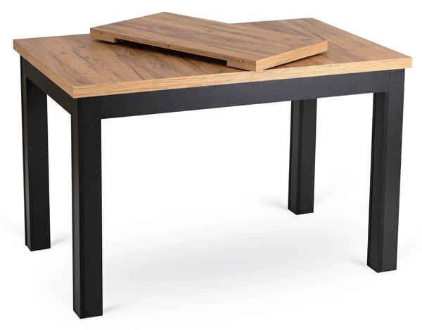 SKUBI kihúzható étkezőasztal 120-160 cm, craft tölgy/fekete