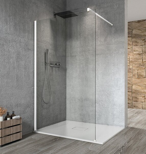 Gelco Sapho, VARIO WHITE egyrészes zuhanyparaván falra szereléshez, átlátszó üveg, 900 mm, GX1290GX1015