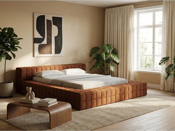 Zöld kárpitozott franciaágy ágyráccsal 160x200 cm Akela – Makamii