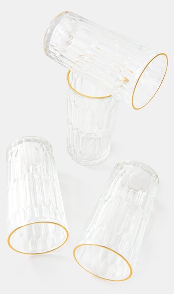 Sinsay - Dekoratív, texturált poharak arany szegéllyel 4 pack - clear