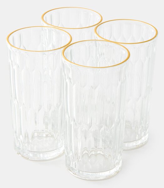 Sinsay - Dekoratív, texturált poharak arany szegéllyel 4 pack - clear