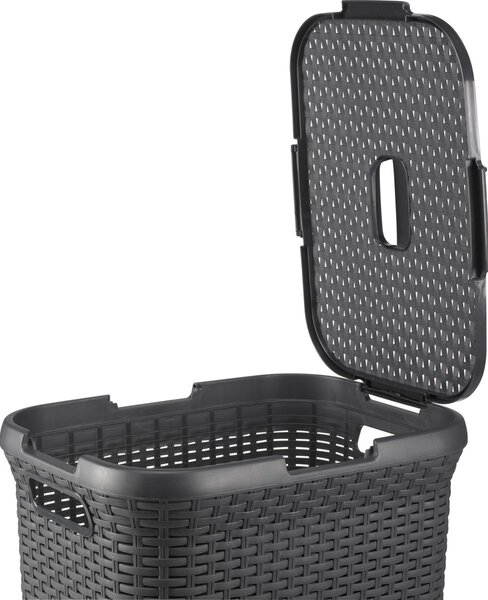 Curver Natural Style Rattan hatású szennyestartó 60l - Szürke