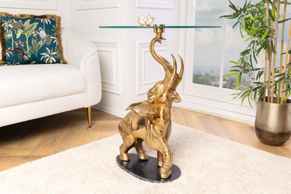 ELEPHANT dohányzóasztal 80cm arany színű márvány lábazattal