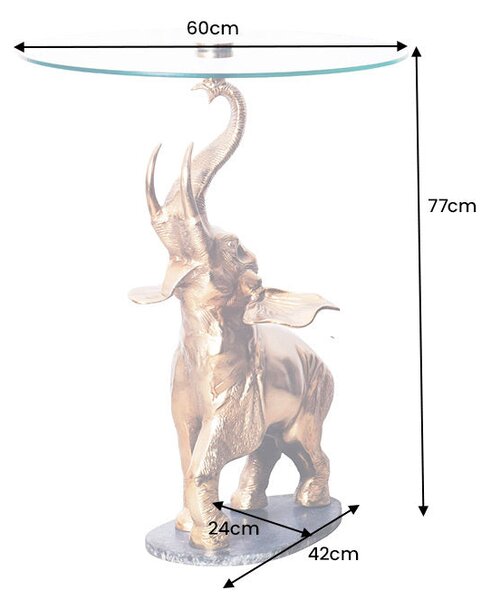 ELEPHANT dohányzóasztal 80cm arany színű márvány lábazattal