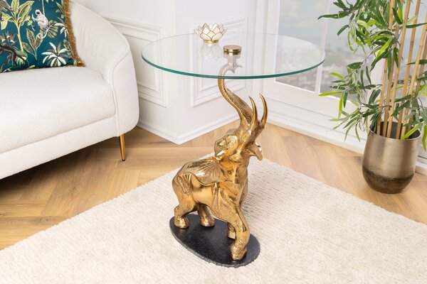 ELEPHANT dohányzóasztal 80cm arany színű márvány lábazattal