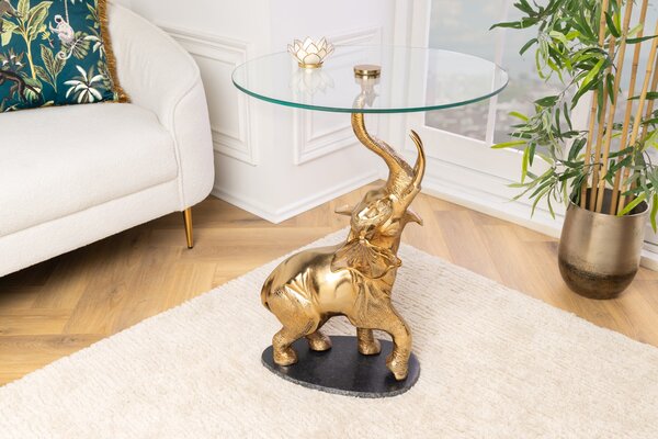 ELEPHANT dohányzóasztal 80cm arany színű márvány lábazattal
