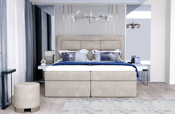 Franciaágy Boxspring 180 cm Variv (világosszürke) (matraccal)