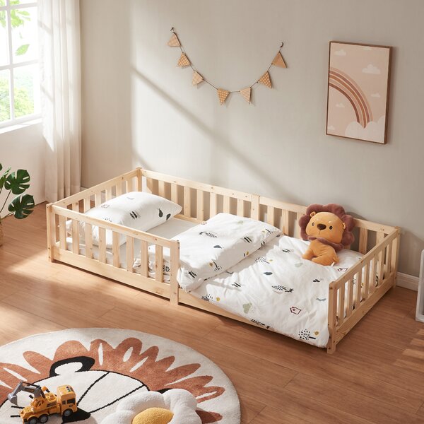 Montessori gyerekágy Tanna leesésgátlóval 90x200 cm natúr [en.casa]