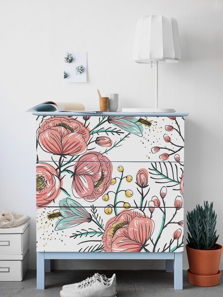 Matrica ikea bútorokhoz - malm Vintage kert