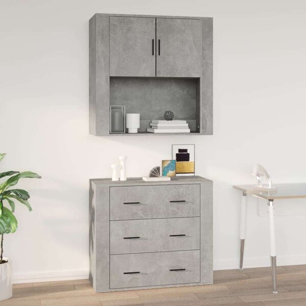 VidaXL betonszürke szerelt fa faliszekrény 80 x 313 x 80 cm