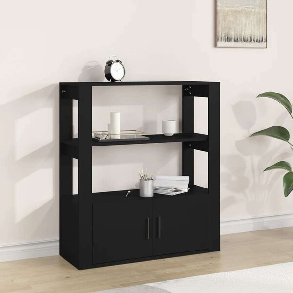 VidaXL fekete szerelt fa tálalószekrény 80x30x90 cm
