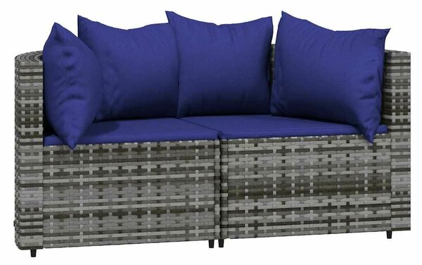 VidaXL 3 részes szürke polyrattan kerti ülőgarnitúra párnákkal