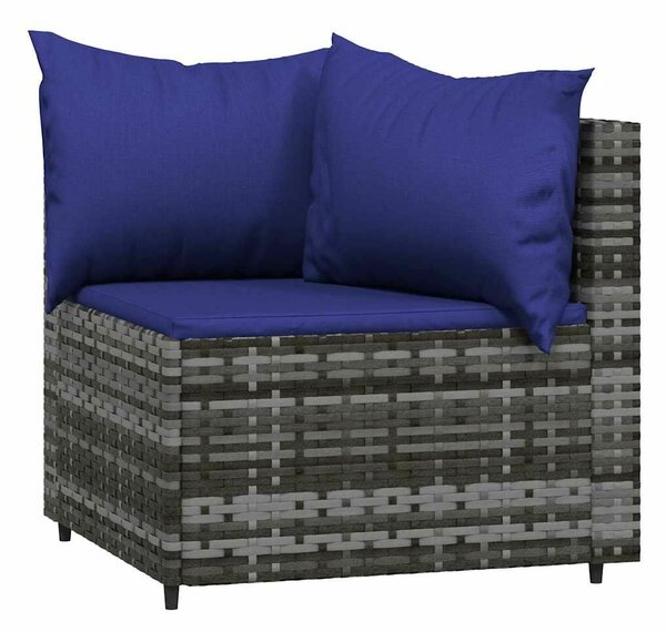 VidaXL 3 részes szürke polyrattan kerti ülőgarnitúra párnákkal