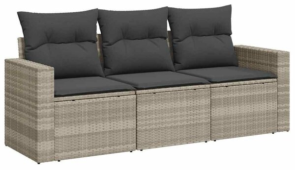 VidaXL 3 részes világosszürke polyrattan kerti ülőgarnitúra párnával