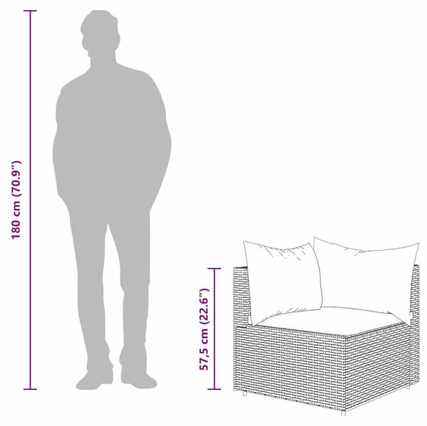VidaXL Polyrattan Kerti Ülőgarnitúra - 3 részes - Fekete