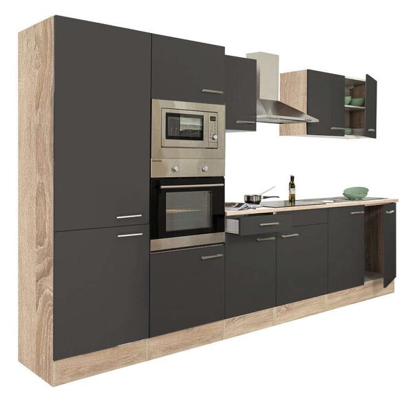 Yorki Konyhabútor - Sonoma Tölgy/Antracit - 330 cm