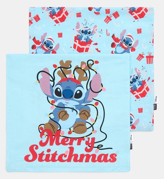 Sinsay - Párnahuzat szett karácsonyi mintával Stitch - halványkék