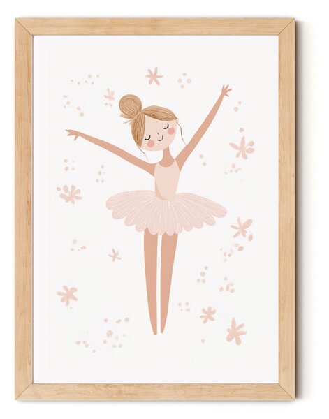 Falikép gyerekszobába - balerina virágokkal A4 (21x30 cm)