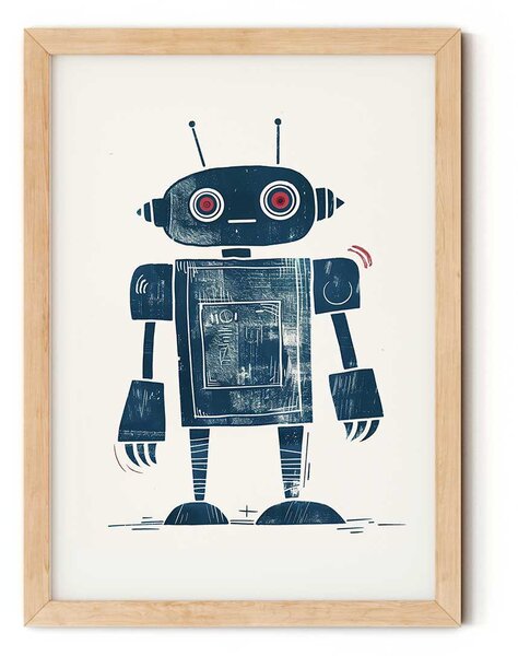 Kék robot falikép fiúknak gyerekszobába A4 (21x30 cm)