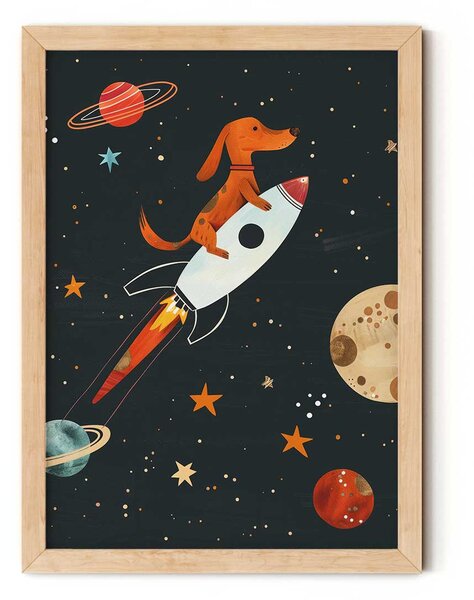 Tacskó rakétán falikép fiúknak gyerekszobába A4 (21x30 cm)