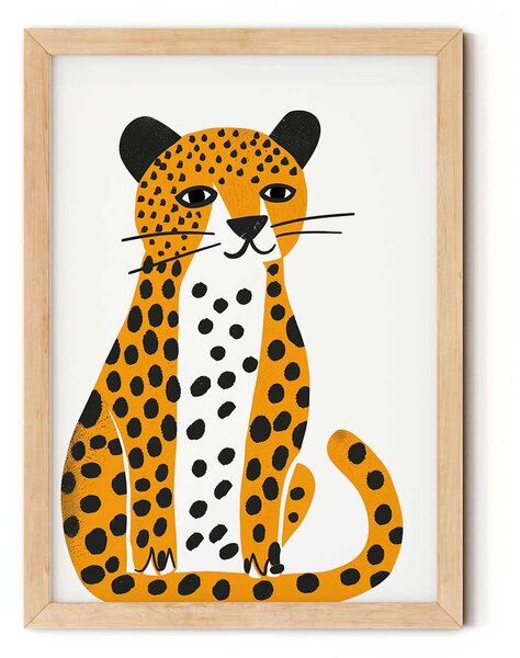 Ülő leopárd falikép fiúknak gyerekszobába A4 (21x30 cm)