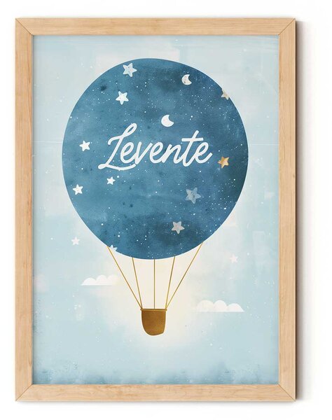 Névre szóló egyedi falikép gyerekszobába - Hőlégballon A4 (21x30 cm)