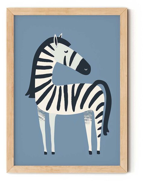 Zebra oldalról minimalista falikép gyerekszobába A4 (21x30 cm)