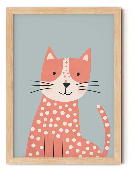 Mosolygó cica minimalista falikép gyerekszobába A4 (21x30 cm)