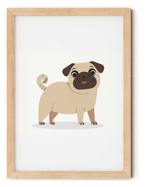 Mopsz minimalista falikép gyerekszobába A4 (21x30 cm)
