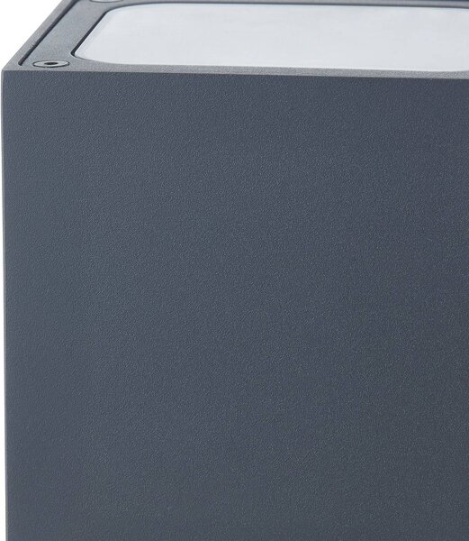 Lucande LED kültéri fali lámpa Merjem, 12 cm, fel/le, IP54, Alu / szürke / cink, Alumínium, Modern