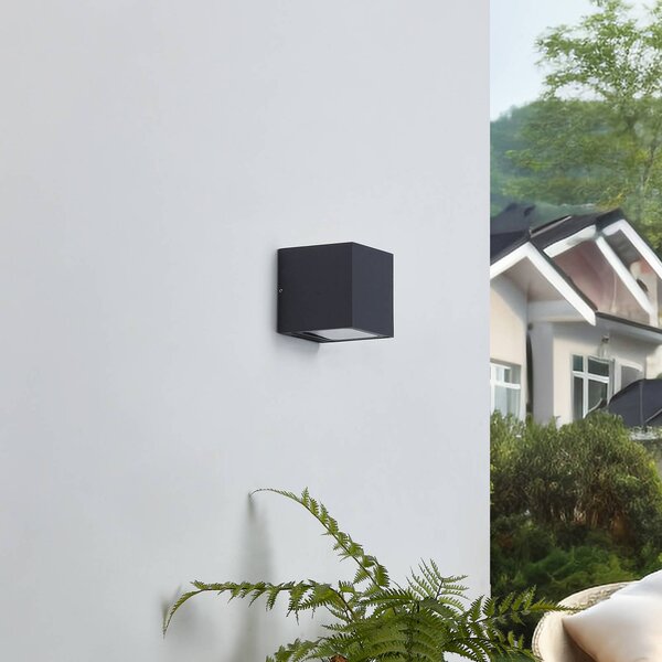 Lucande LED kültéri fali lámpa Merjem, 12 cm, fel/le, IP54, Alu / szürke / cink, Alumínium, Modern