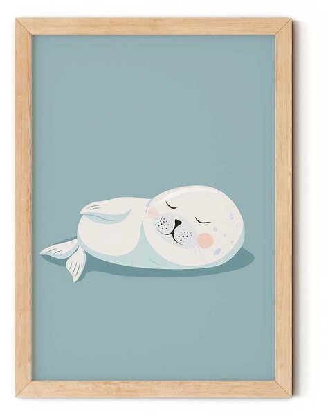 Alvó fóka minimalista falikép gyerekszobába A4 (21x30 cm)