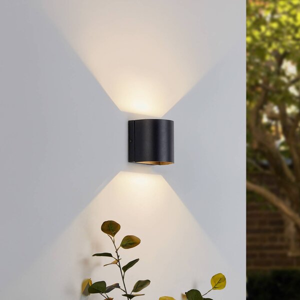 Lindby Gladis LED kültéri fali lámpa, Fekete, Alumínium, Modern