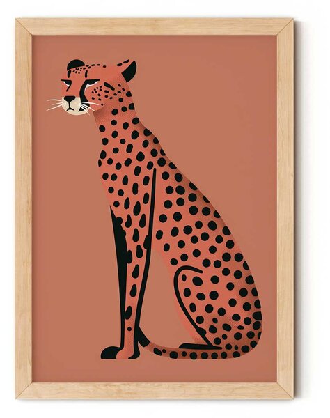 Leopárd barna háttéren minimalista falikép gyerekszobába A4 (21x30 cm)