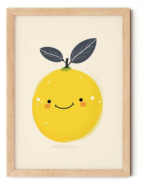 Mosolygó citrom minimalista falikép gyerekszobába A4 (21x30 cm)