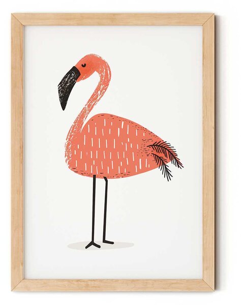 Flamingó minimalista falikép gyerekszobába A4 (21x30 cm)