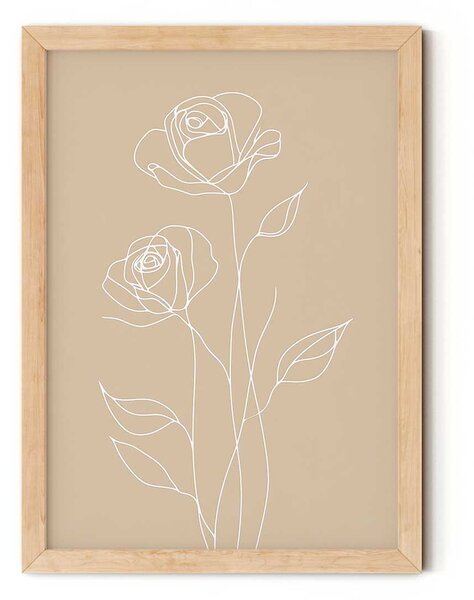 Minimalista virág vonalrajz falikép gyerekszobába A4 (21x30 cm)