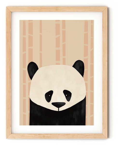 Pandás falikép gyerekszobába - púder háttérrel A4 (21x30 cm)