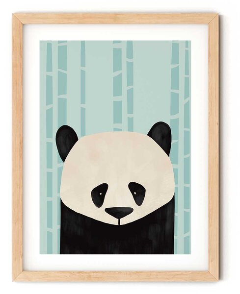 Pandás falikép gyerekszobába - türkiz háttérrel A4 (21x30 cm)