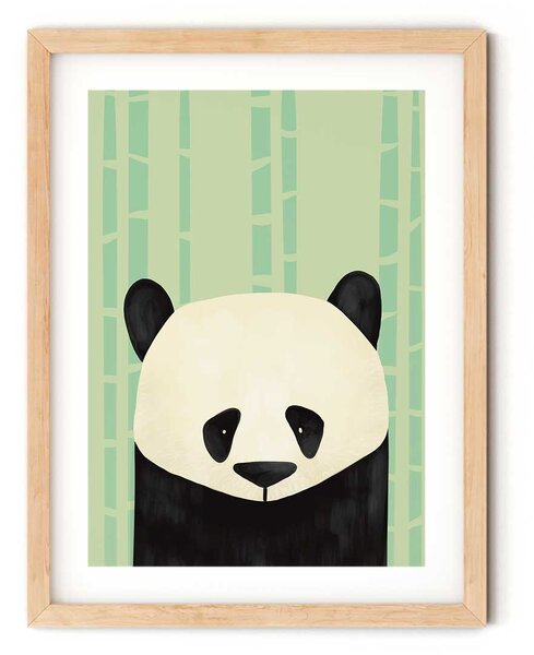 Pandás falikép gyerekszobába - zöld háttérrel A4 (21x30 cm)