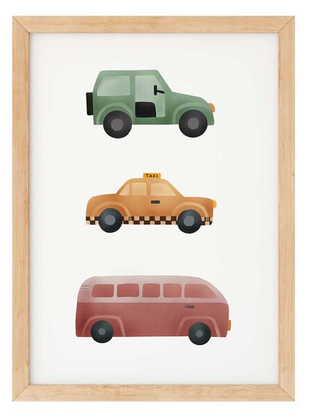 Autós falikép: dzsip, taxi és lakóautó A4 (21x30 cm)