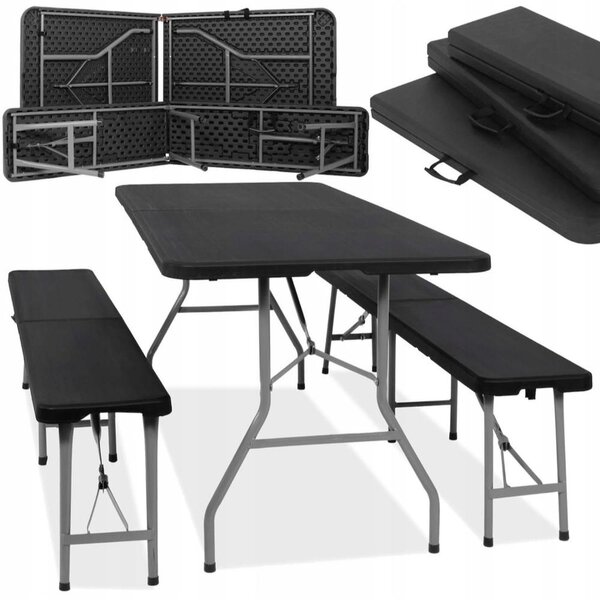 SETA ÖSSZECSUKHATÓ SÖRPAD GARNITÚRA - 180 CM (1 DB ASZTAL + 2 DB PAD)